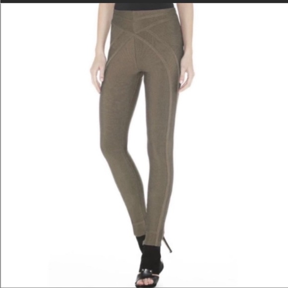 Herve Leger Fioella Bandage Legging Pants in Gravel Neutral Beige Size XS - Picture 11 of 12